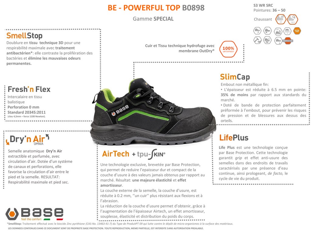 B0897 BE POWERFULL S3 WATERPROOF CHAUSSURES DE SECURITE BASSE MAGASIN SERIVET PRO NANTES COUERON